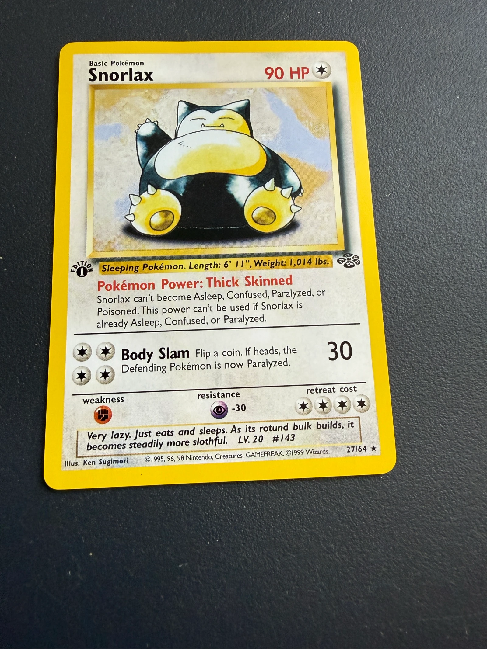 Carta Pokemon Snorlax base set Jungle First Edition 